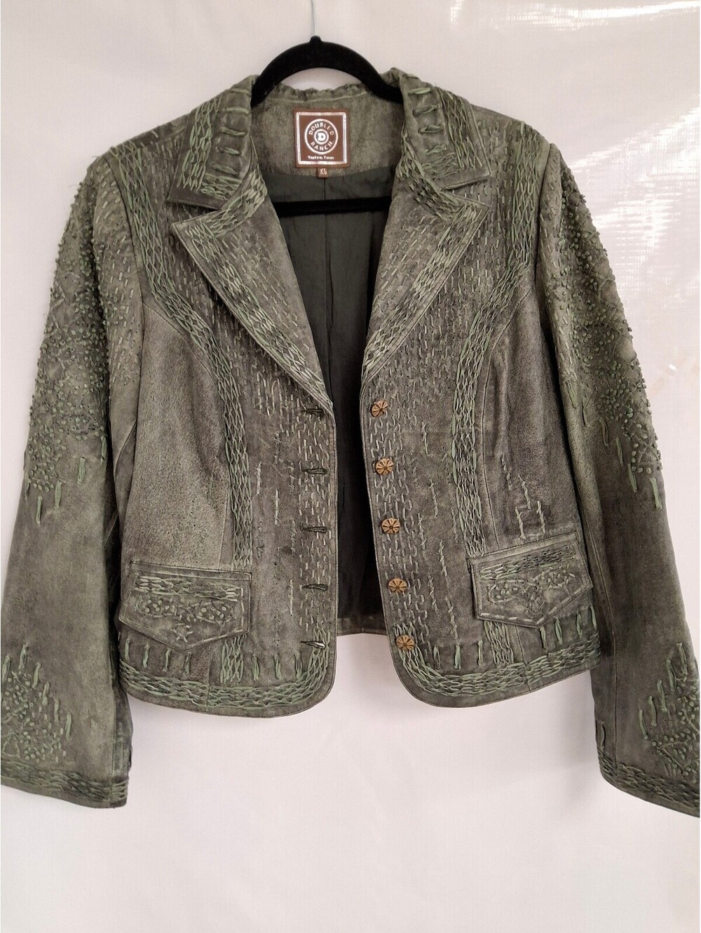 Vintage Double D Ranch Women's Embroidered Leather Jacket XL